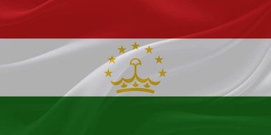 Tacikistan Bayrağı Rüzgarda Dalgalanıyor