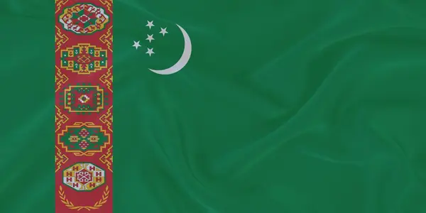 Türkmenistan Bayrağı Rüzgarda Dalgalanıyor 