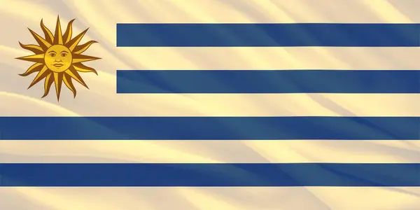 Uruguay Bayrağı Rüzgarda Dalgalanıyor 