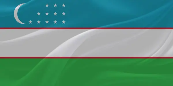 Özbekistan Bayrağı Rüzgarda Dalgalanıyor