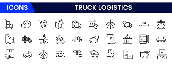 Taşımacılık, Envanter, Paketleme ve Yol Planlama Sembolleri içeren Lojistik Simgesi