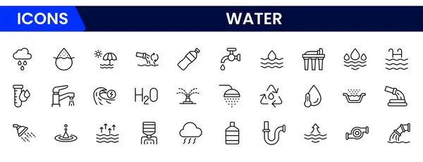 Su İlgili Vektör Hattı Simgeleri. Filtre, Moister, Su Musluğu ve daha fazlası gibi simgeler içerir.