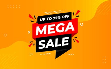 Mega satış afişi şablonu. Özel indirim geçmişi. Web ya da sosyal medya için büyük indirimli pankart tasarımı, indirimli özel teklif. soyut vektör tasarımı.