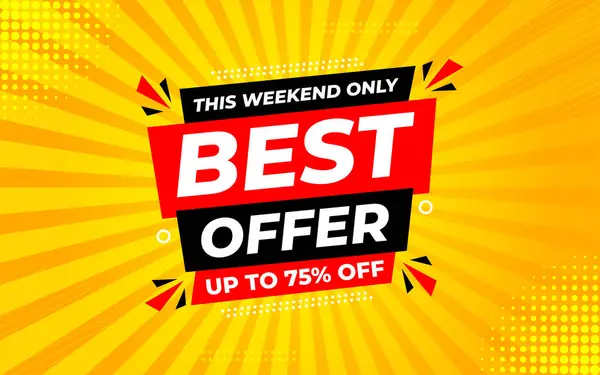 En iyi satış bayrağı vektör şablonu. Bayrak teklif et. Satış teklifi ve indirim geçmişi, İnternet ve Sosyal Hizmetler için tanıtım afişi tasarımı. Vektör İllüstrasyonu.