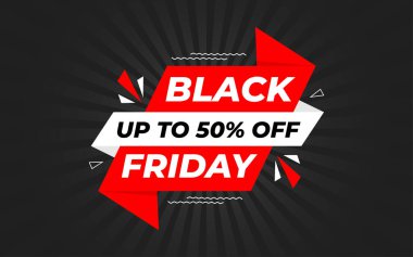 Kara Cuma afişi. Özel indirimli tasarım. Ürün indirimli festival afişi tasarımı. Kara Cuma indirimi hazır. Düz Vektör İllüstrasyonu.