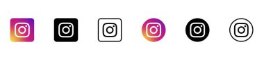  Instagram logosu. Instagram kamera vektör simgesi. Sosyal medya simgeleri. Vektör illüstrasyon instagram logo simgesi seti