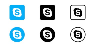 Çeşitli şekillerde skype logo simgeleri, sosyal medya simgesi logoları ve popüler ağ platformu logoları.