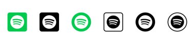Simgeyi bozun. Yeşil Spotify logosu. Müzik ve podcastlar sembolü. Çevrimiçi Spotify vektörü. Editör ikonu. Siyah beyaz logo, şeffaf bir arkaplanda izole edilmiş.