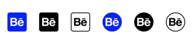 Behance simgesi. Sosyal medya ikonu. Popüler sosyal medya logosu. Hisse vektör editörü. Siyah beyaz logo, şeffaf bir arkaplanda izole edilmiş.