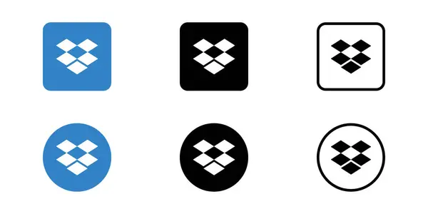 Cloud Drive servis dropbox 'ının logoları bir masanın üzerinde. Bu editoryal vektör illüstrasyon logosu siyah beyaz, şeffaf bir arkaplanda izole edilmiş..