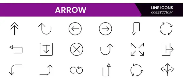 Ok simgesi ayarlandı. İmleç. Simsiyah ok simgeleri. Düz biçimli farklı imleç ok yön simgeleri.