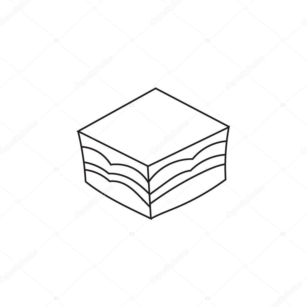 Illustration cake layer line stroke with white background