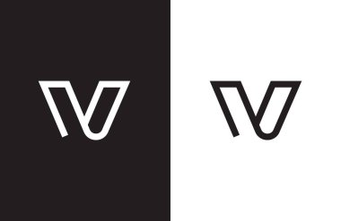 Logo V harfi çizgi vuruşu siyah minimalist