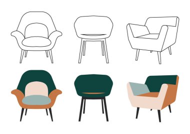 İllüstrasyon sandalyesi eşsiz tasarım minimalist soyut