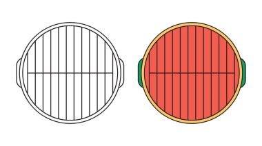 Illustration Grill retro line stroke benzersiz tasarım 