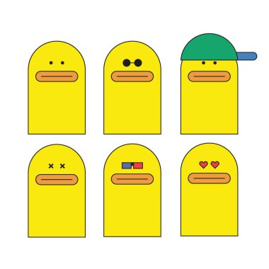 Çizim ördeği sevinci mutlu set koleksiyonu eşsiz tasarım