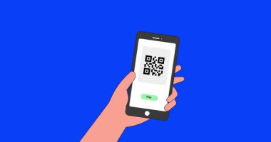 Animasyon el tutuş akıllı telefon tarama ödemesi