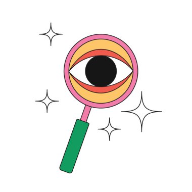 Göz kırpan eşsiz tasarımı olan illüstrasyon büyüteç