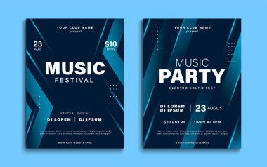 Müzik festivali posteri. Dinamik renkli müzik kapağı tasarımı. Soyut gradyan şekilli bir müzik partisi ilanı. Vektör illüstrasyonu