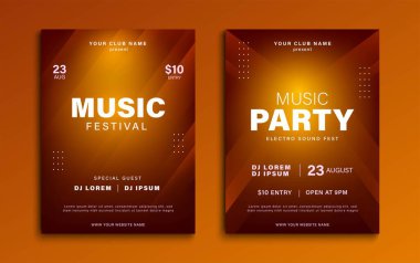 Müzik poster şablonu. Müzik etkinliği davetiyesi tasarımı. Müzik festivali broşürü. Vektör illüstrasyonu
