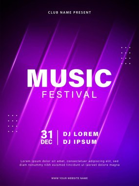 Müzik festivali poster tasarımı. Soyut müzik partisi broşürü. Vektör illüstrasyonu