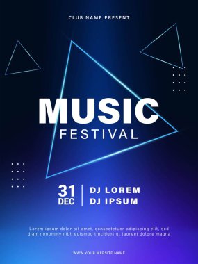 Müzik festivali poster tasarımı. Soyut müzik partisi broşürü. Vektör illüstrasyonu