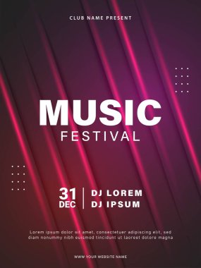 Müzik festivali poster tasarımı. Soyut müzik partisi broşürü. Vektör illüstrasyonu
