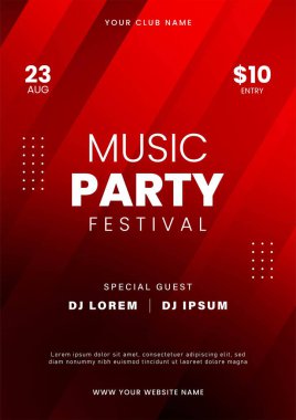 Müzik afişi tasarım şablonu. Soyut gradyan müzik partisi broşürü. Müzik festivali davetiyesi. Vektör illüstrasyonu