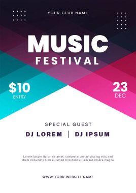 Müzik partisi poster tasarımı. Müzik olayı ilanı şablonu. Vektör illüstrasyonu