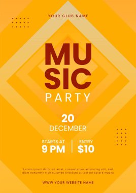 Müzik partisi poster tasarımı. Müzik olayı ilanı şablonu. Vektör illüstrasyonu