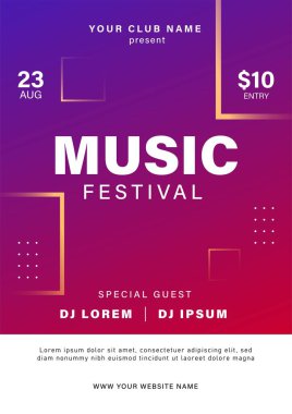 Müzik partisi poster tasarımı. Müzik olayı ilanı şablonu. Vektör illüstrasyonu