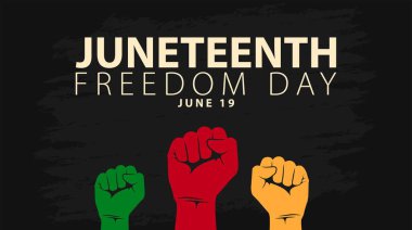 Haziran 'ın bağımsızlık günü. Afro-Amerikan yıllık tatili, 19 Haziran. Özgürlük ya da özgürlük günü. Vektör illüstrasyonu