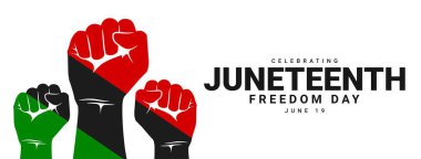 Haziran 'ın Özgürlük Günü' nde. Amerika 'nın özgürlük bayramı, 19 Haziran. Afro-Amerikan tarihi ve mirası. Vektör illüstrasyonu