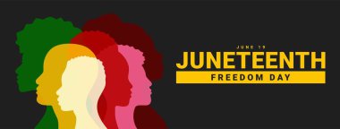 Haziran 'ın bağımsızlık günü. Afro-Amerikan yıllık tatili, 19 Haziran. Özgürlük ya da özgürlük günü. Vektör illüstrasyonu