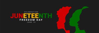 Haziran 'ın Günü. Özgürlük ya da Özgürlük Günü. Afro-Amerikan yıllık bayram afişi. Vektör illüstrasyonu