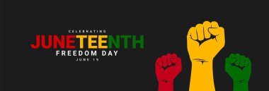 Haziran 'ın Günü. Özgürlük ya da Özgürlük Günü. Yıllık Amerikan bayramı afişi. Vektör illüstrasyonu