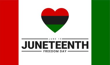 Haziran Özgürlüğü Günü geçmişi. Yıllık Amerikan bayram afişi. Vektör illüstrasyonu