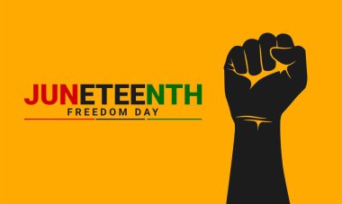 Haziran Özgürlüğü Günü geçmişi. Yıllık Amerikan bayram afişi. Vektör illüstrasyonu