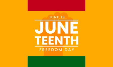 Haziran 'ın özgürlük günü pankartı. Haziran 'ın bağımsızlık günü. Afro-Amerikan tarihi. Vektör illüstrasyonu