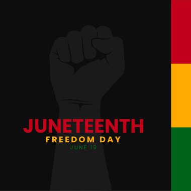 Haziran 'ın özgürlük günü geçmişi. Afrikalı Amerikan tarihi kutlaması. Yıllık Amerikan bayramı afişi. Vektör illüstrasyonu