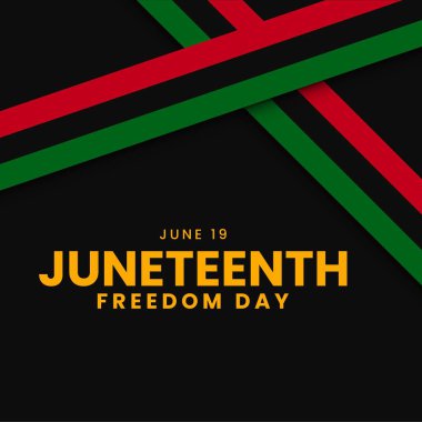 Haziran 'ın özgürlük günü geçmişi. Afrikalı Amerikan tarihi kutlaması. Yıllık Amerikan bayramı afişi. Vektör illüstrasyonu