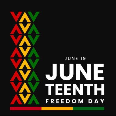 Haziran 'ın özgürlük günü geçmişi. Afrikalı Amerikan tarihi kutlaması. Yıllık Amerikan bayramı afişi. Vektör illüstrasyonu