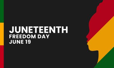 Haziran 'ın bağımsızlık günü pankartı. Afro-Amerikan tarihinin kutlanması, 19 Haziran. Amerikan yıllık tatili. Vektör illüstrasyonu