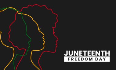 Haziran 'ın bağımsızlık günü pankartı. Afro-Amerikan tarihinin kutlanması, 19 Haziran. Amerikan yıllık tatili. Vektör illüstrasyonu