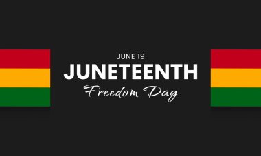 Haziran 'ın bağımsızlık günü pankartı. Afro-Amerikan tarihinin kutlanması, 19 Haziran. Amerikan yıllık tatili. Vektör illüstrasyonu