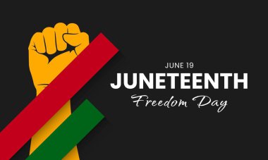 Haziran 'ın bağımsızlık günü pankartı. Afro-Amerikan tarihinin kutlanması, 19 Haziran. Amerikan yıllık tatili. Vektör illüstrasyonu