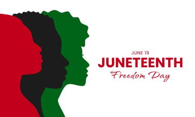 Haziran 'ın özgürlük günü pankartı. Haziran 'ın bağımsızlık günü. Afro-Amerikan tarihi. Vektör illüstrasyonu