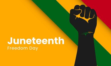 Haziran 'ın özgürlük günü pankartı. Haziran 'ın bağımsızlık günü. Afro-Amerikan tarihi. Vektör illüstrasyonu