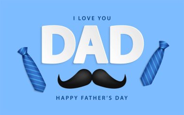 Babalar günü tebrik kartı, kravatlı. Babalar Günü posteri ya da afiş tasarımı. Vektör illüstrasyonu