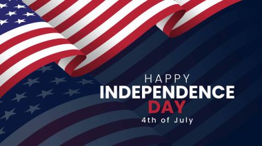 4 Temmuz Bağımsızlık Günü. Amerikan bayrağı sallayarak ABD 'nin bağımsızlık geçmişi. Vektör illüstrasyonu